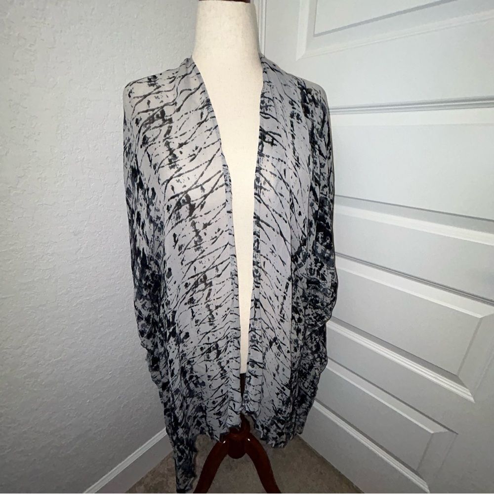 Soft Surroundings Tie Dye Mix Print Open Front Kimono Shawl Top
